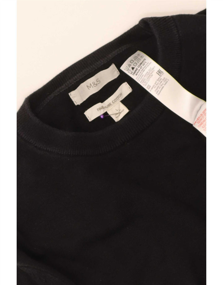 Marks & Spencer Herre sweater med rund hals, stor sort bomuld