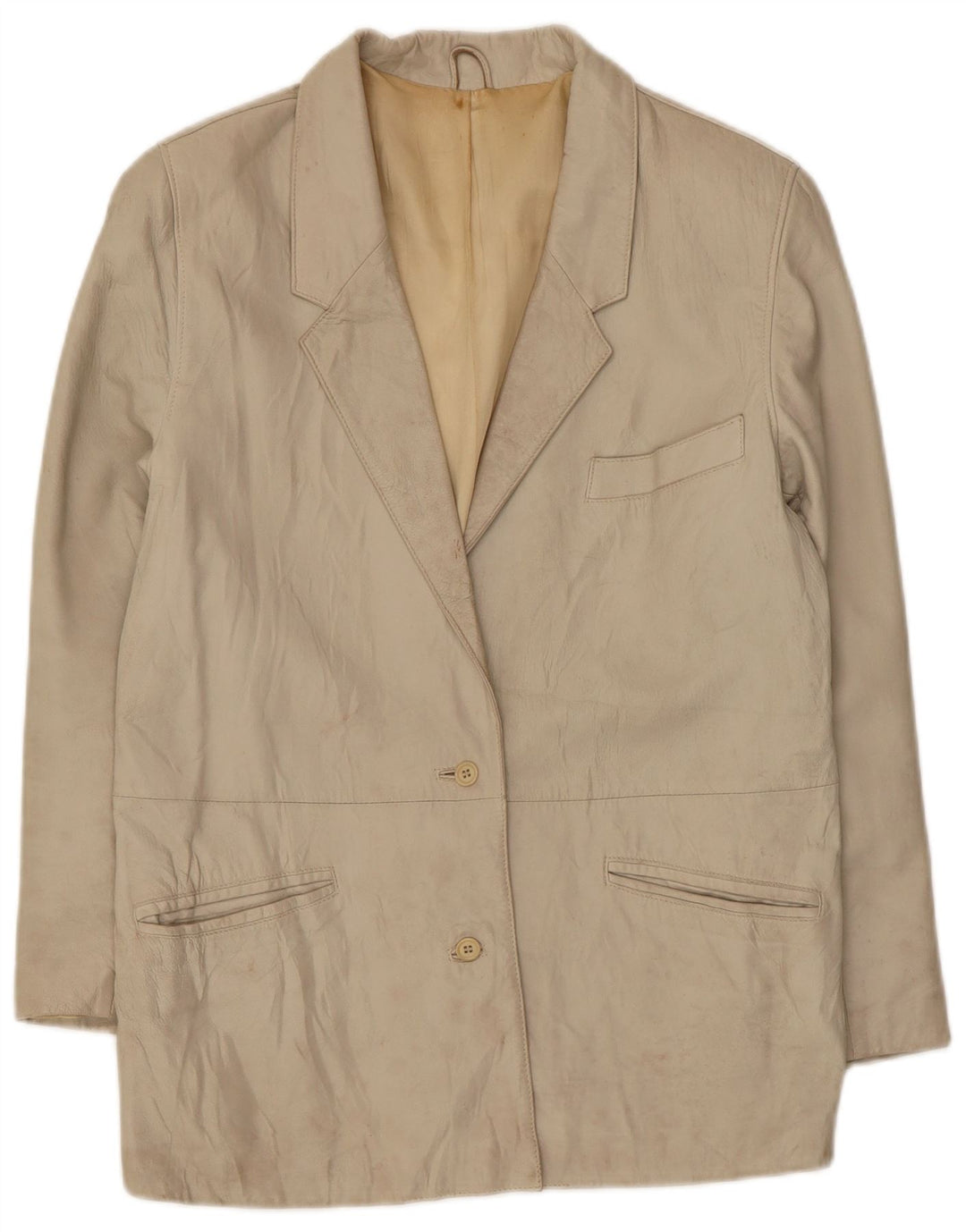 Marcos Dame 2-knaps læder blazerjakke IT 44 Medium Beige Læder