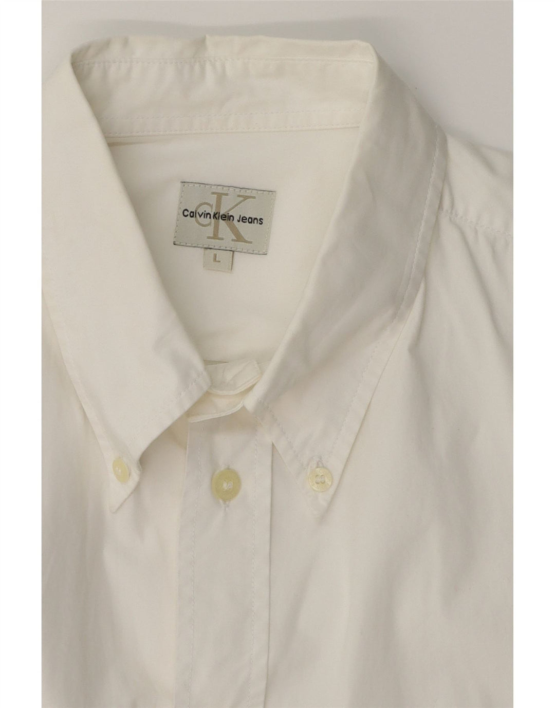 CALVIN KLEIN JEANS Mens Shirt Large White Vintage Calvin Klein Jeans and Second-Hand Calvin Klein Jeans from Messina Hembry 