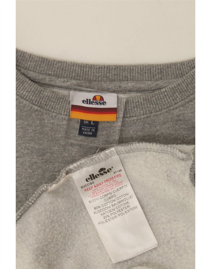 ELLESSE Mens Graphic Sweatshirt Jumper Large Grey Cotton Vintage Ellesse and Second-Hand Ellesse from Messina Hembry 