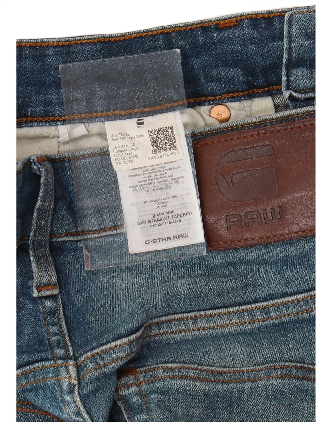 G-STAR Herre 3301 Slim Tapered Jeans W32 L30 Blå Bomuld
