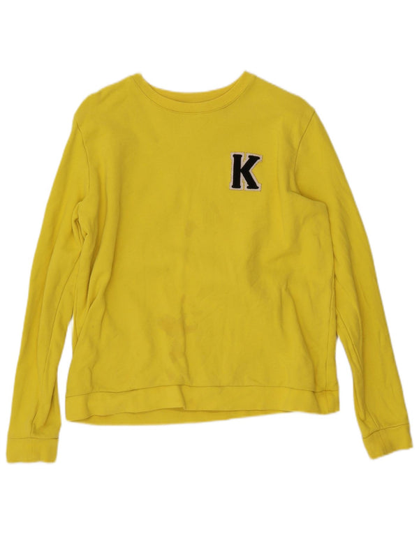 KARL LAGERFELD Dame Sweatshirt Jumper UK 16 Stor Gul Bomuld