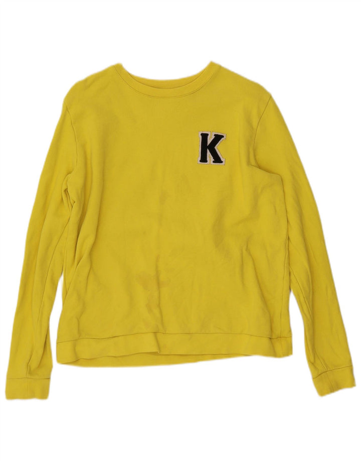 KARL LAGERFELD Dame Sweatshirt Jumper UK 16 Stor Gul Bomuld