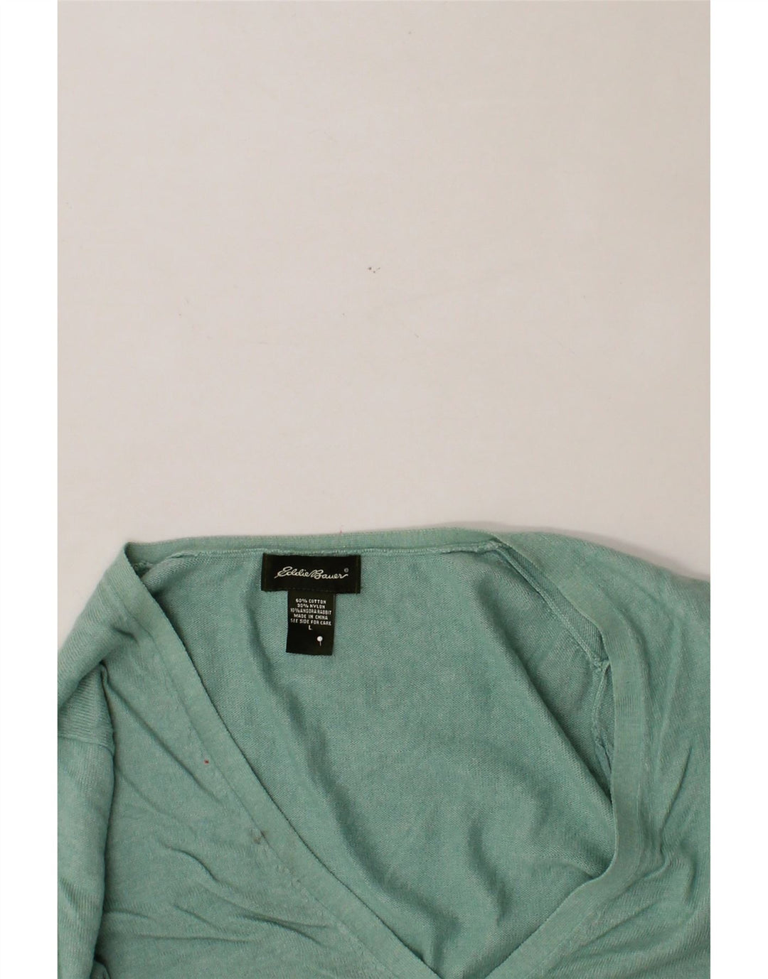 EDDIE BAUER Womens Cardigan Sweater UK 14 Large Turquoise Cotton Vintage Eddie Bauer and Second-Hand Eddie Bauer from Messina Hembry 