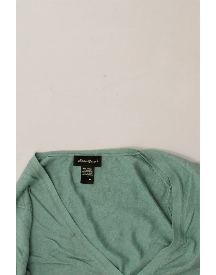 EDDIE BAUER Womens Cardigan Sweater UK 14 Large Turquoise Cotton Vintage Eddie Bauer and Second-Hand Eddie Bauer from Messina Hembry 