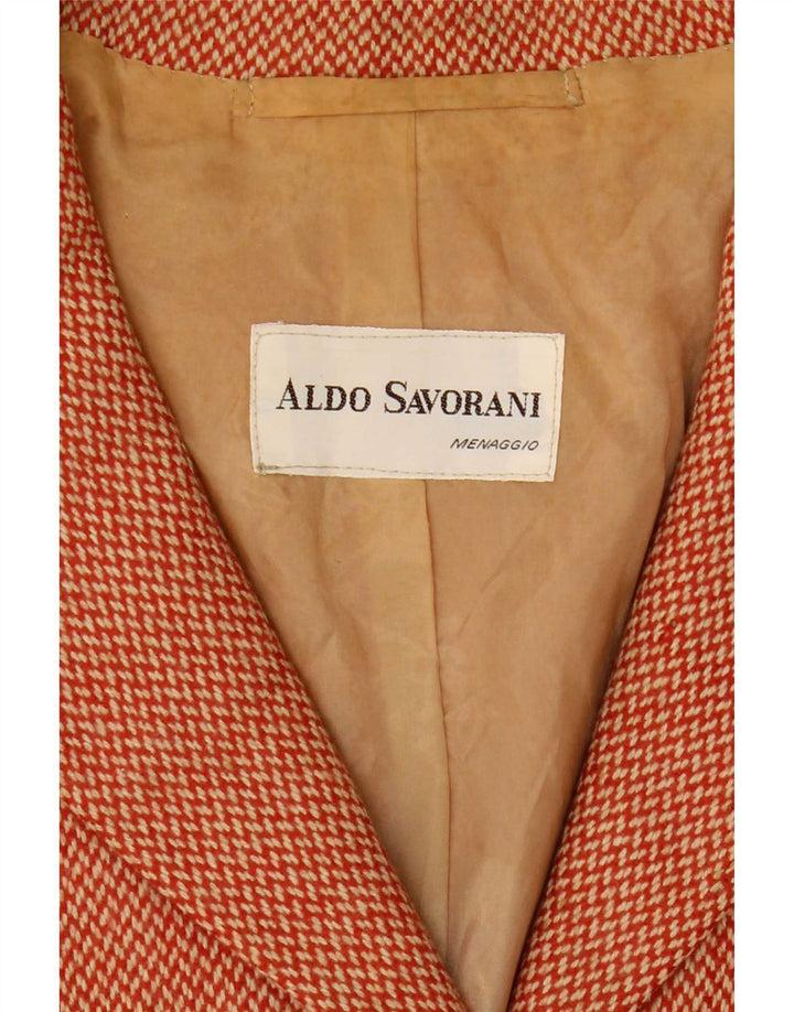 Aldo Savorani Dame 3 Button Blazer Jacket UK 12 Medium Pink Herringbone