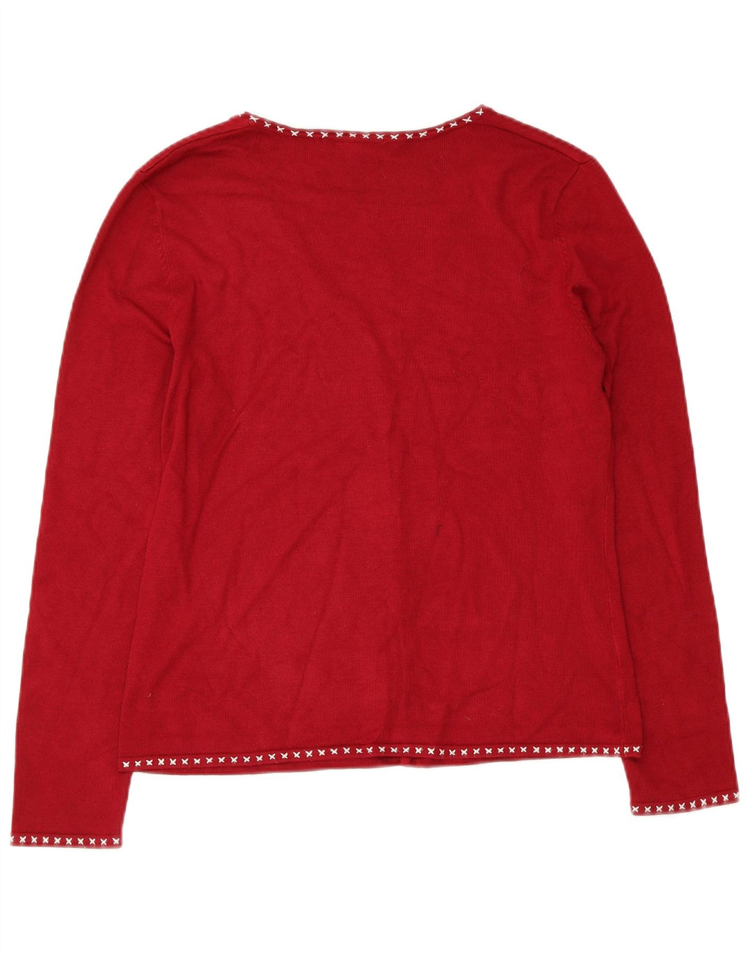 LAURA ASHLEY Dame Cardigan Sweater UK 14 Medium Rød Viscose