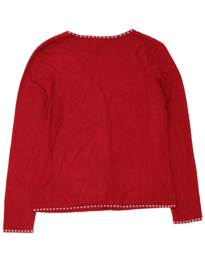 LAURA ASHLEY Dame Cardigan Sweater UK 14 Medium Rød Viscose