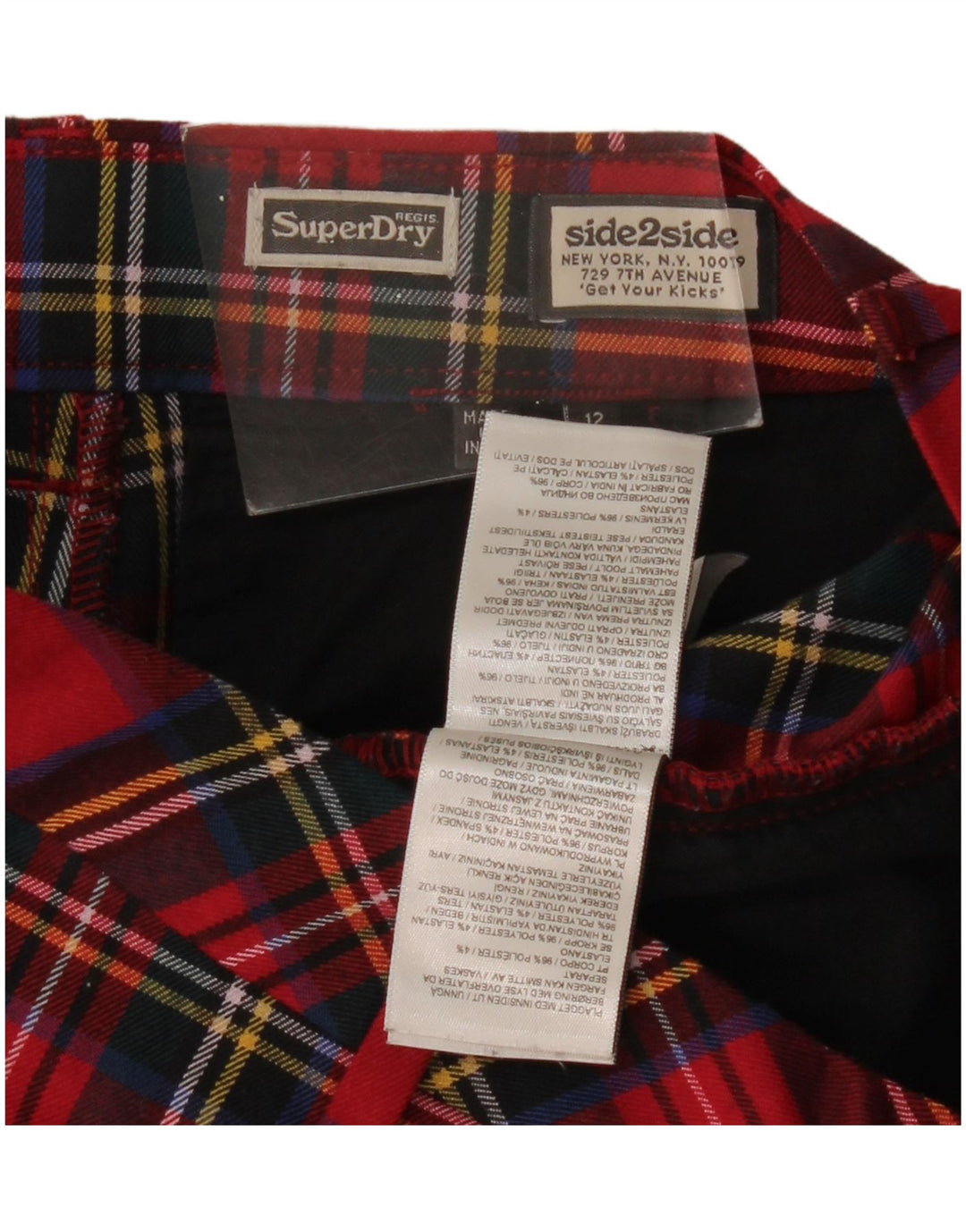 SUPERDRY Højtaljede Chinobukser til kvinder UK 12 Medium W30 L26 Rød Plaid