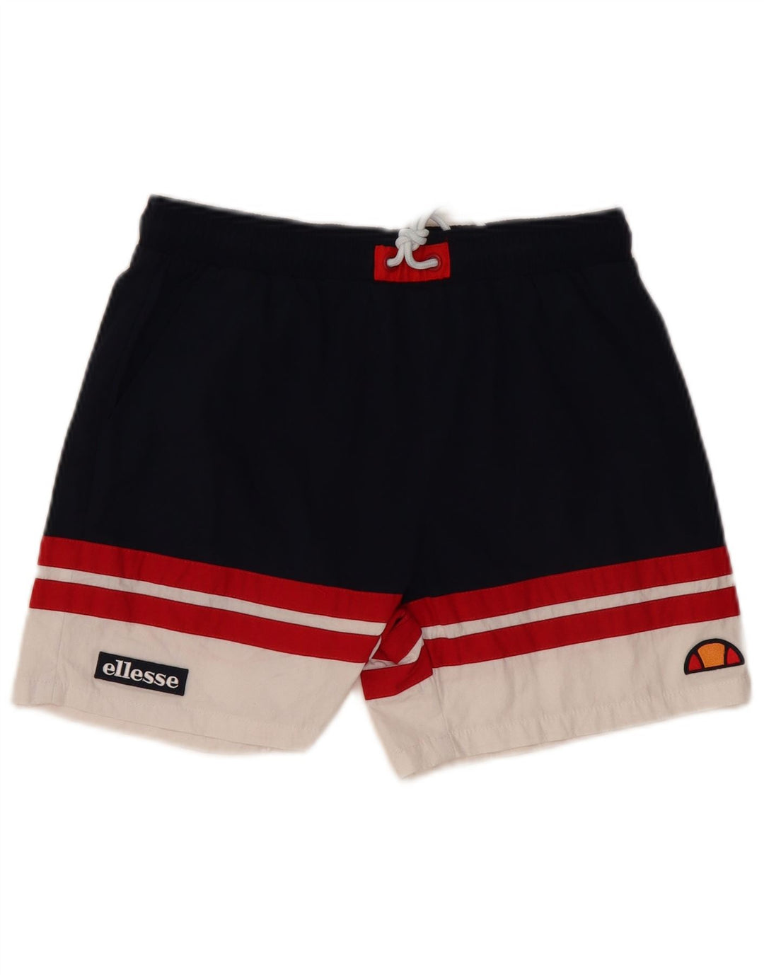 ELLESSE Mens Swimming Shorts Small  Navy Blue Colourblock Cotton