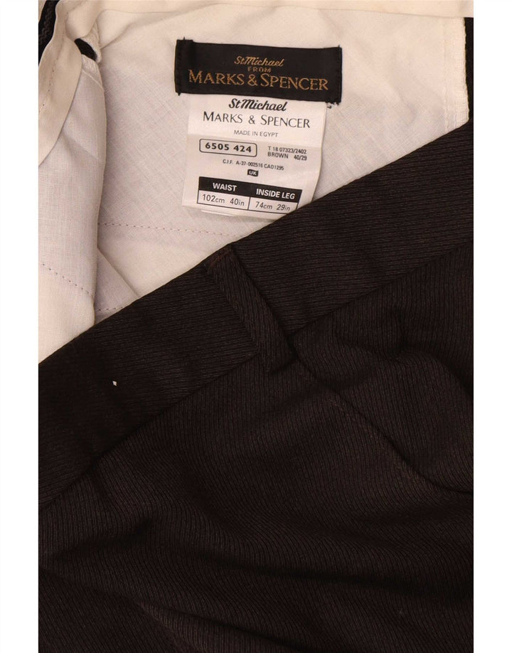 Marks & Spencer Lige jakkesæt til herrebukser W40 L29 brun polyester