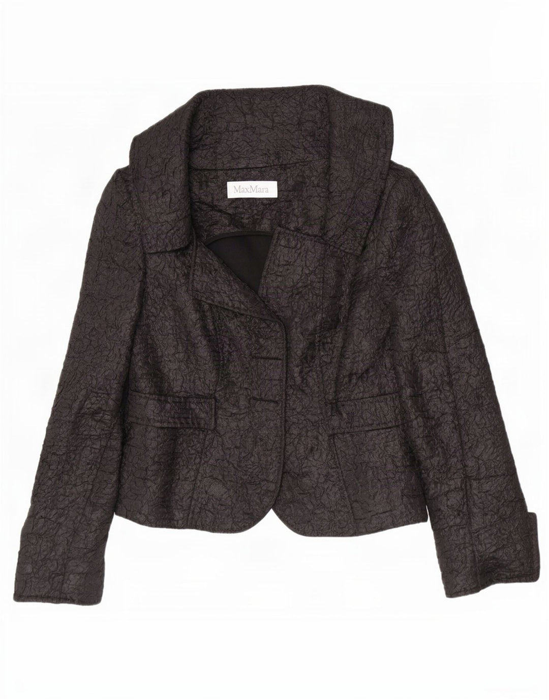 Max Mara Dame Crop Open Blazer Jacket UK 12 Medium Sort Polyester