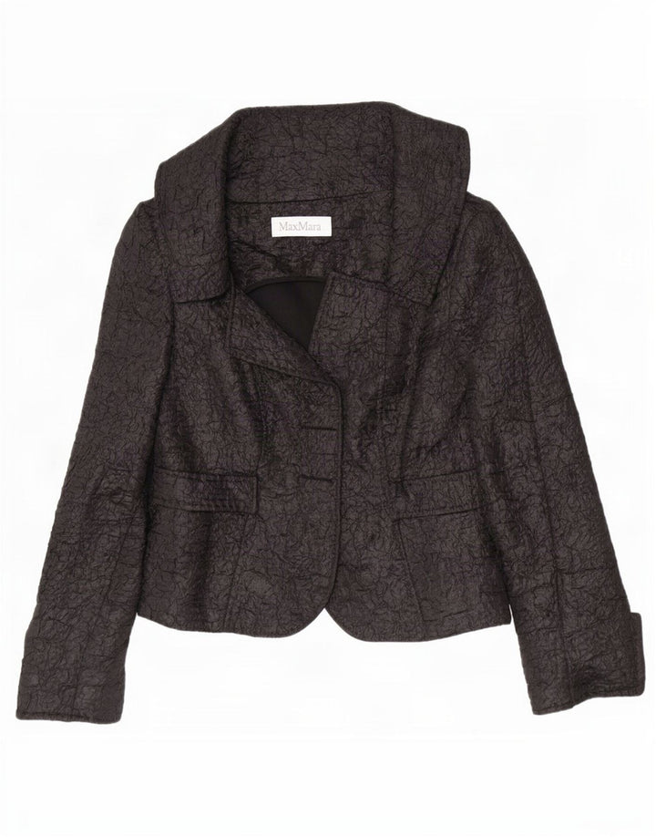 Max Mara Dame Crop Open Blazer Jacket UK 12 Medium Sort Polyester