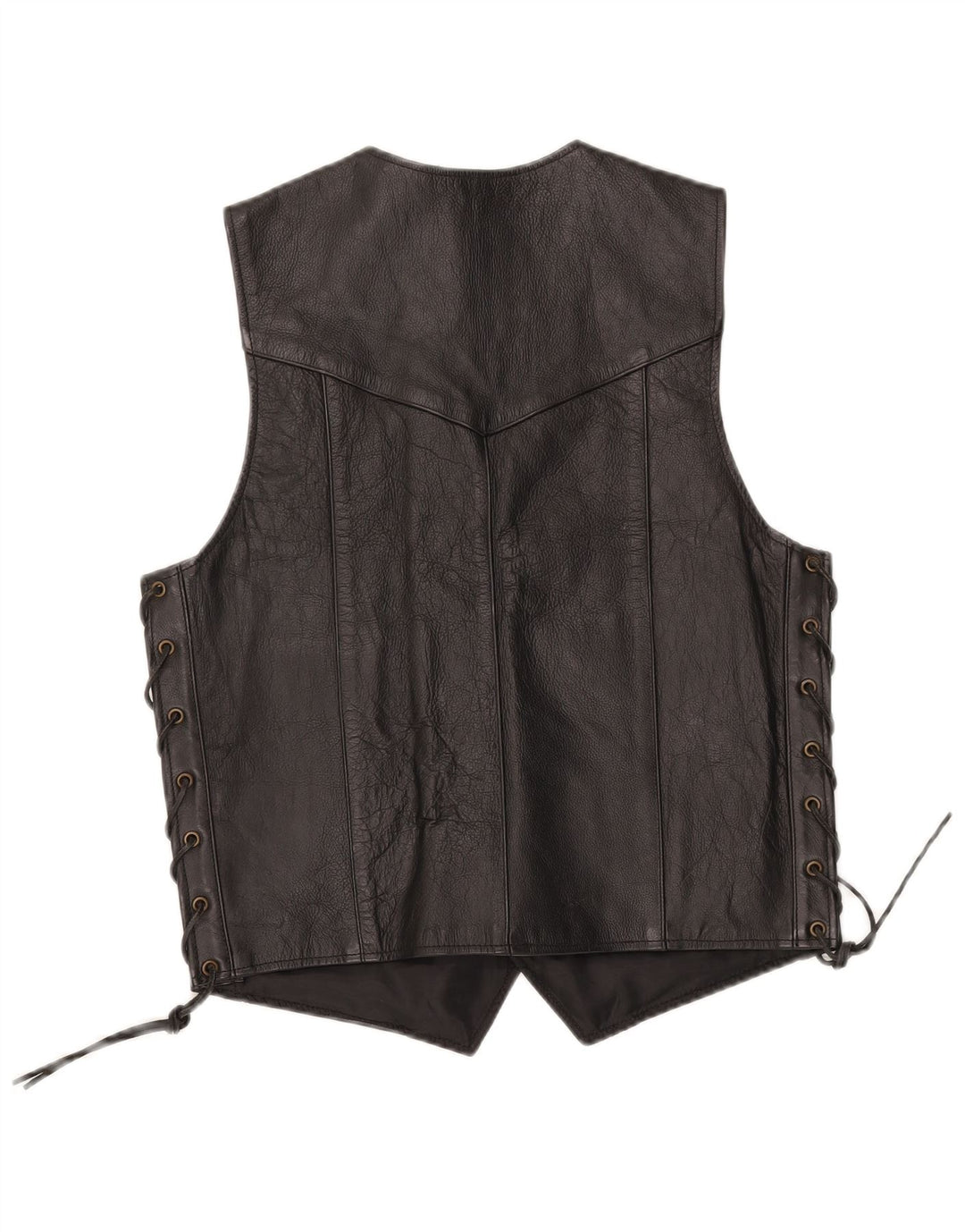 JTS Herre Biker Læder vest lille sort