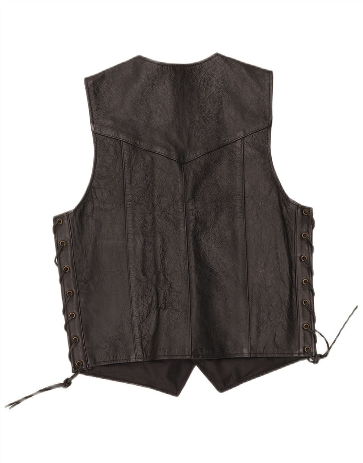 JTS Herre Biker Læder vest lille sort