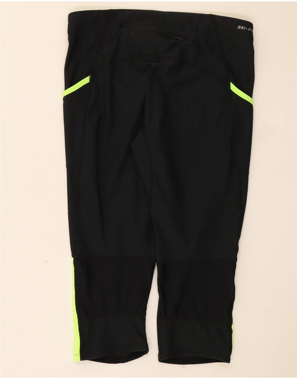 Nike Dame Dri Fit Capri Leggings UK 12 Medium Sort Colourblock Polyester