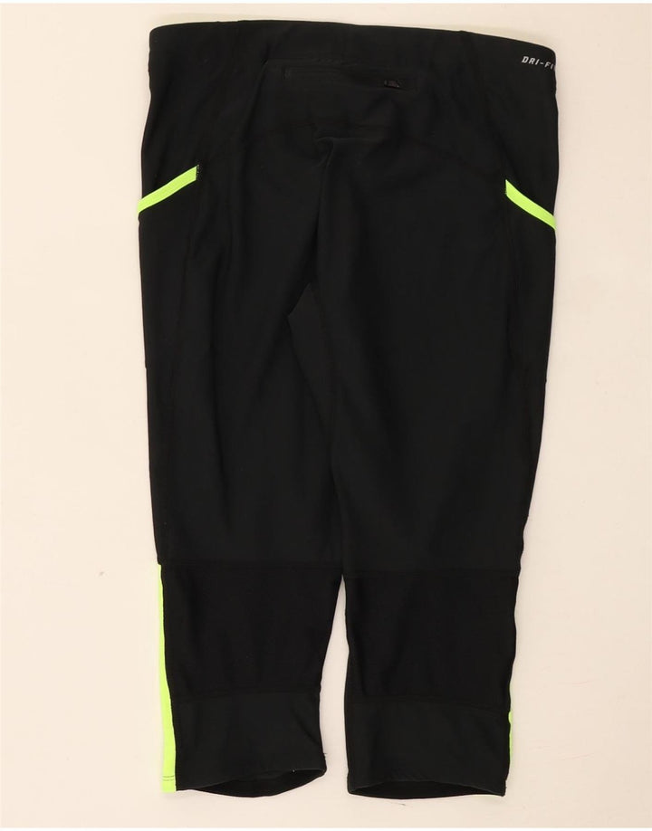 Nike Dame Dri Fit Capri Leggings UK 12 Medium Sort Colourblock Polyester