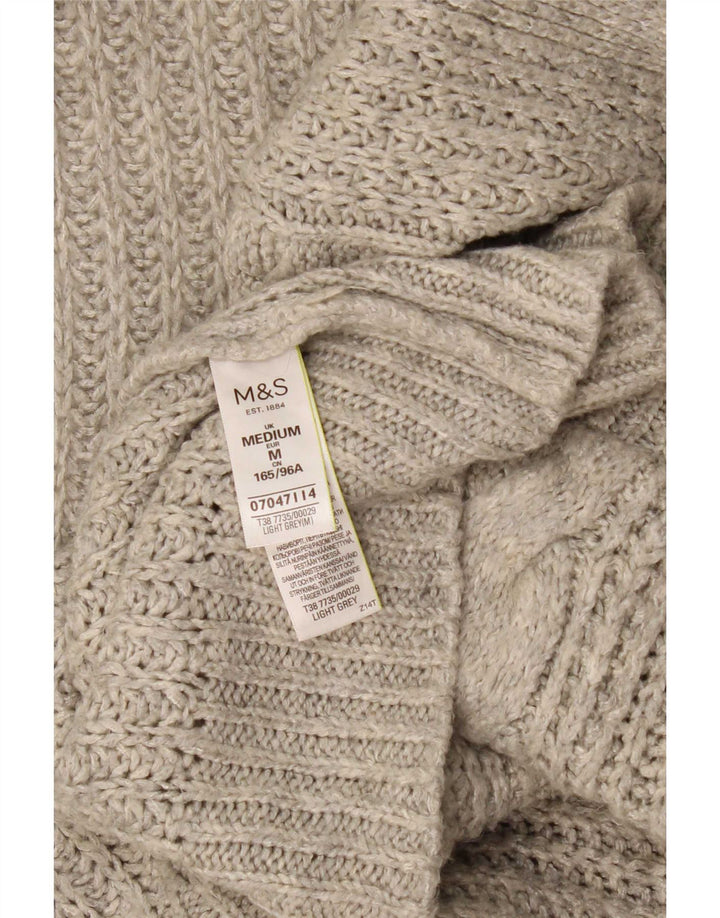 Marks & Spencer Dame Hætte Åben Cardigan Sweater UK 14 Medium Grey