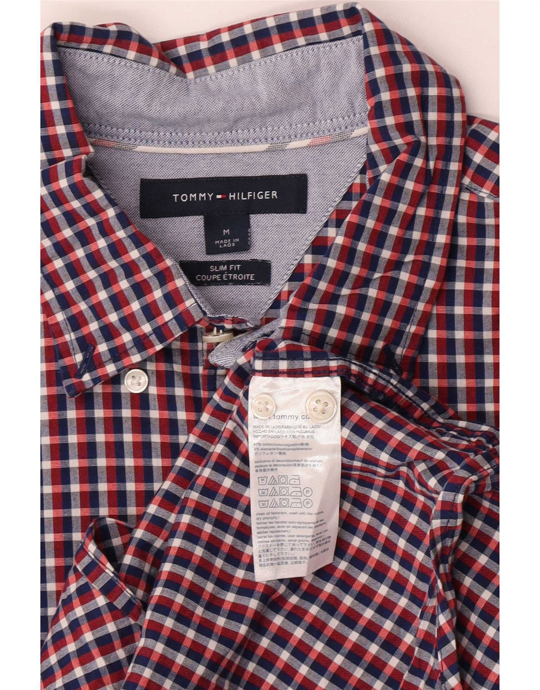 Tommy Hilfiger Herre Slim Fit skjorte Medium Flerfarvet ternet bomuld