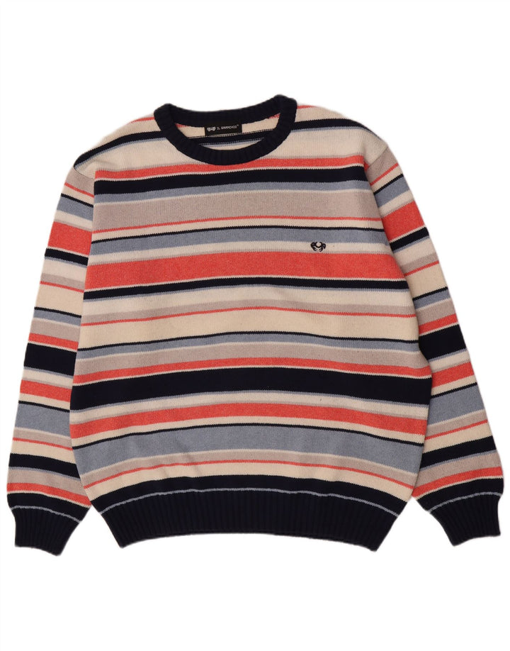 Il Granchio Herre Crew Neck Jumper Sweater Stor Flerfarvet Stribet