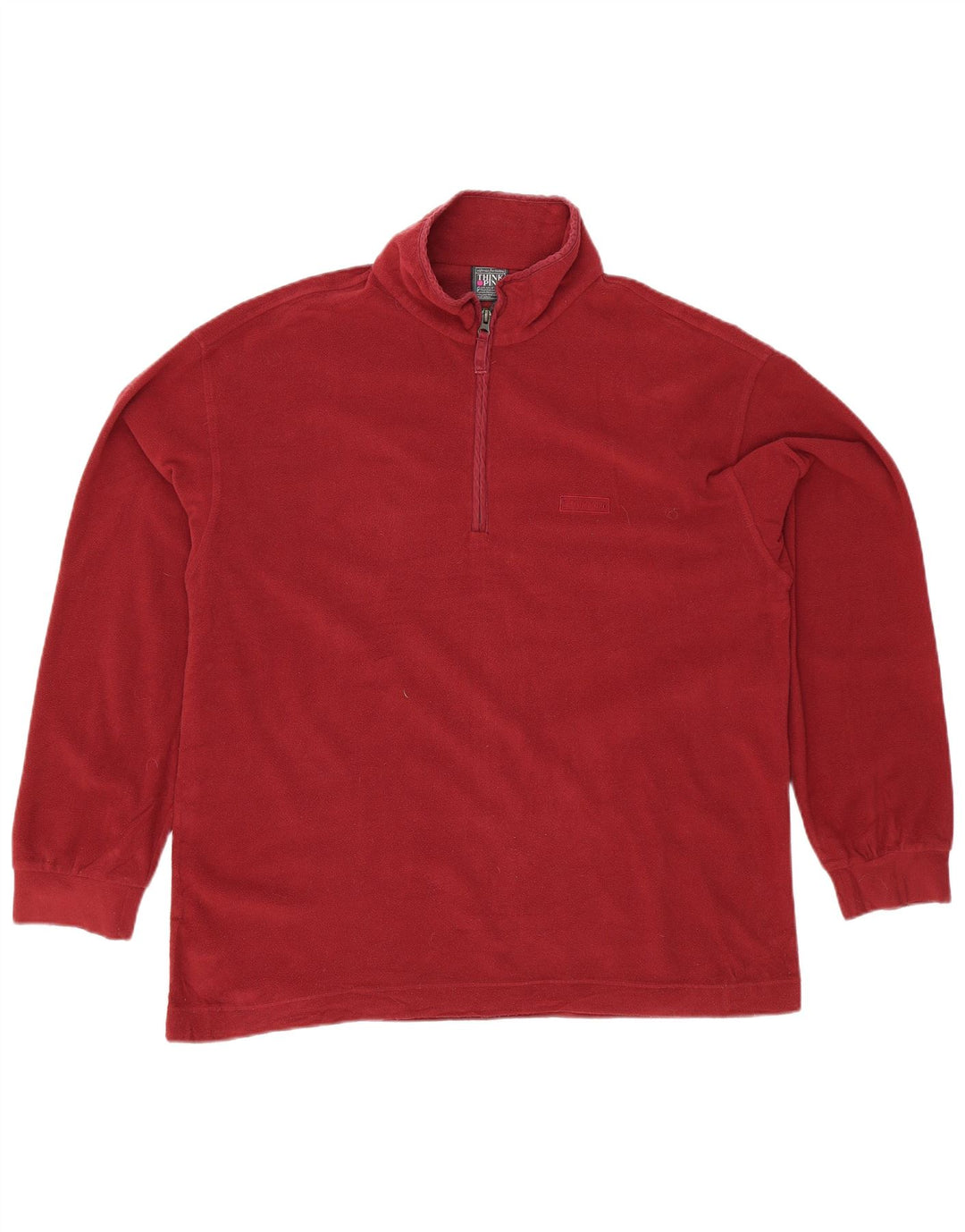 THINK PINK Mens Zip Neck Fleece Jumper Medium Burgundy