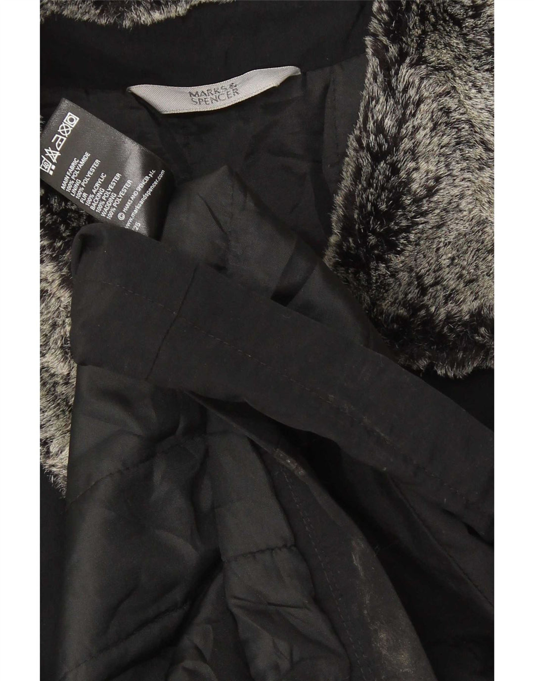 Marks & Spencer Dame Oversized Polstret Jakke UK 16 Stor Sort Akryl
