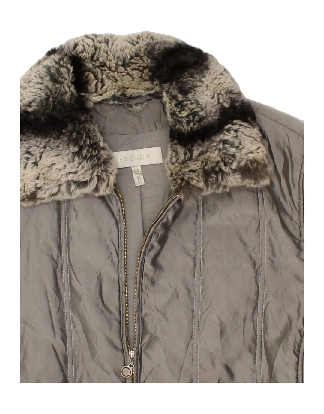 ESCADA Womens Padded Coat EU 38 Medium Grey Acetate Vintage Escada and Second-Hand Escada from Messina Hembry 