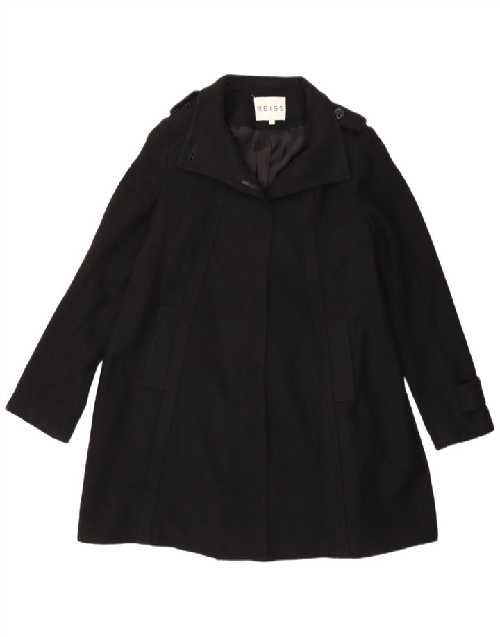 Reiss Military Overcoat til kvinder UK 12 Medium Black Wool