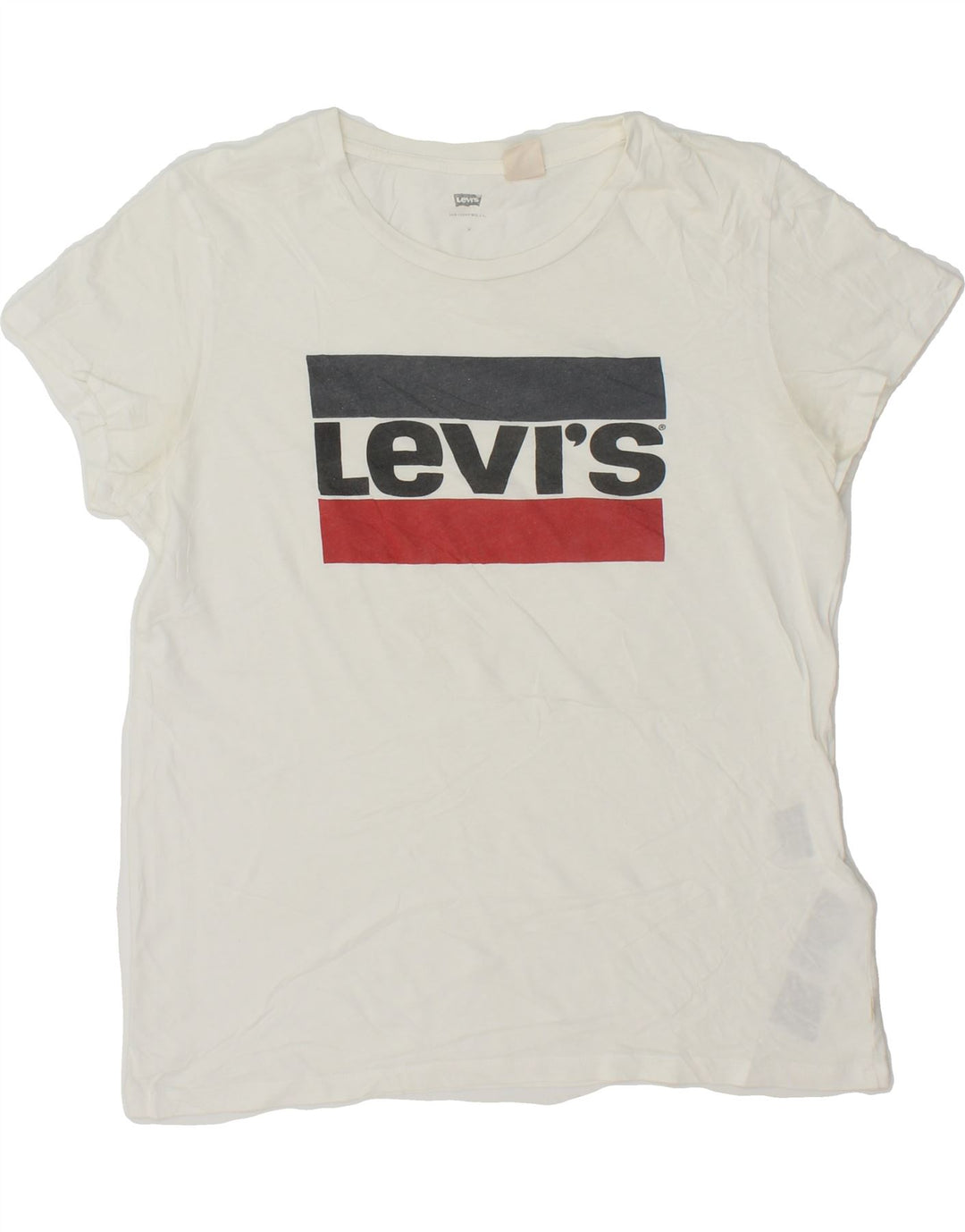 LEVI'S Womens Graphic T-Shirt Top UK 14 Medium White Vintage Levi's and Second-Hand Levi's from Messina Hembry 