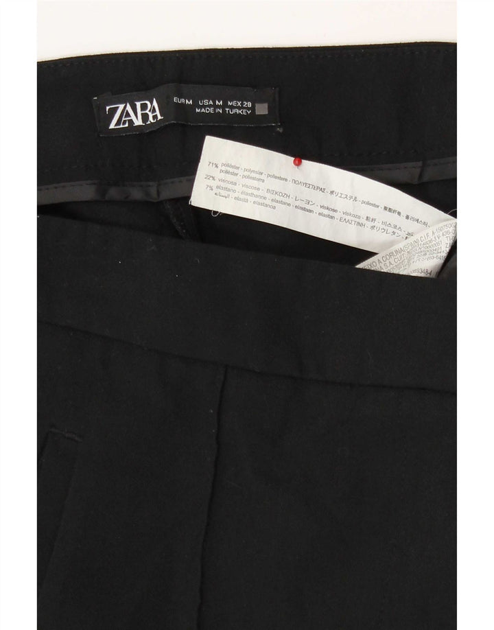 Zara Womens Tapered Cropped Trousers Medium W28 L23 Sort Polyester