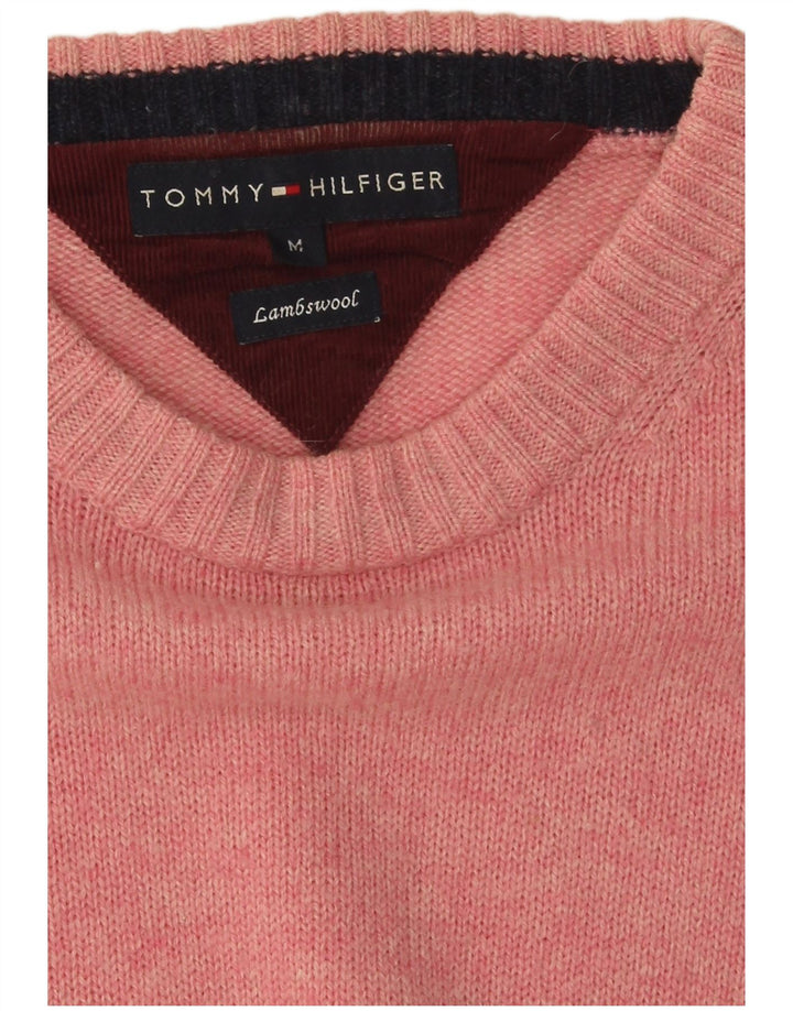 Tommy Hilfiger Herre Boat Neck Jumper Sweater Medium Pink Flecked Lammeuld
