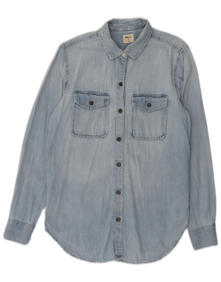 Gap Dame Oversized Denim Shirt UK 6 XS Blue Cotton