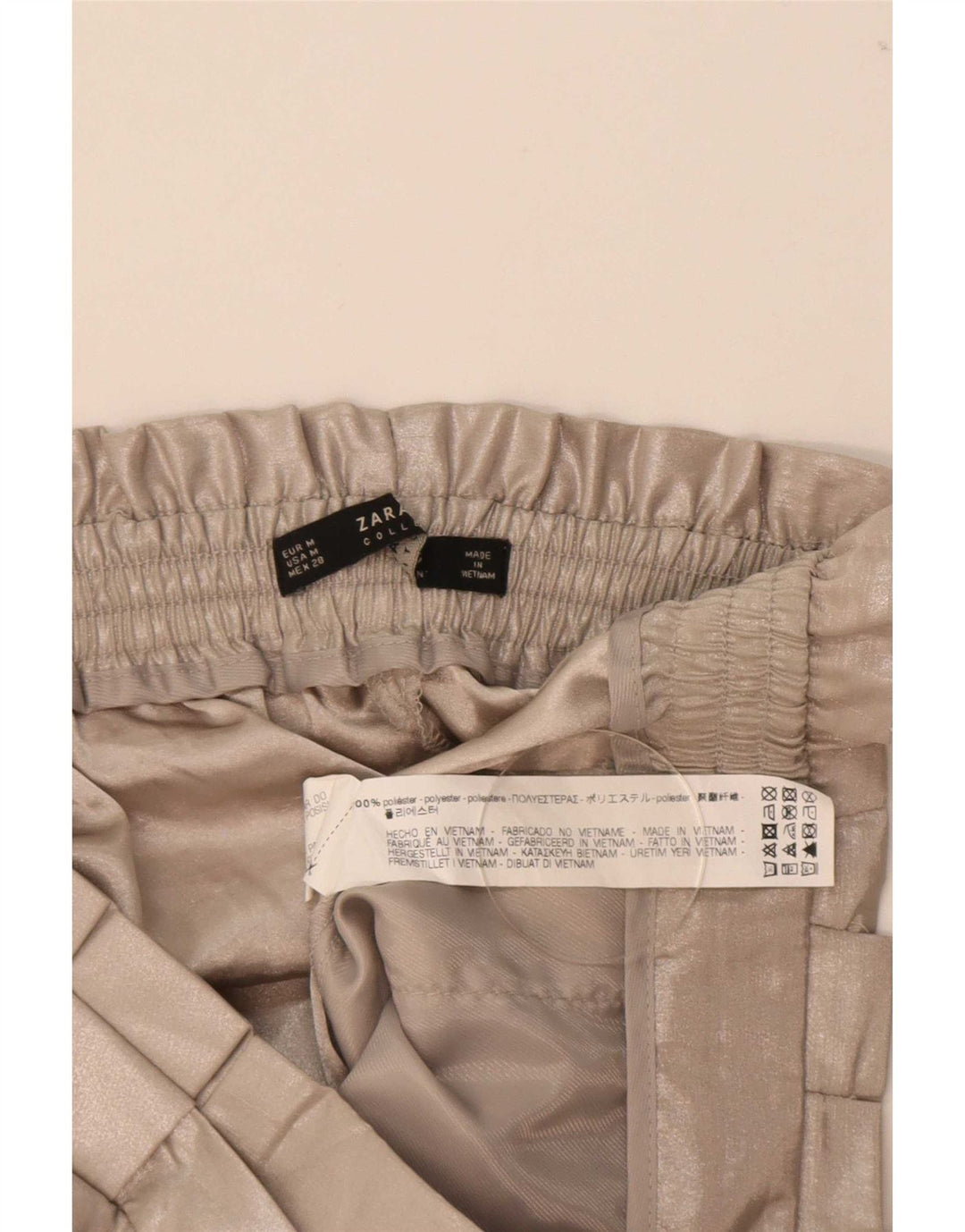 Zara Dame Højtalje Capri Bukser Medium W28 L21 Beige Polyester