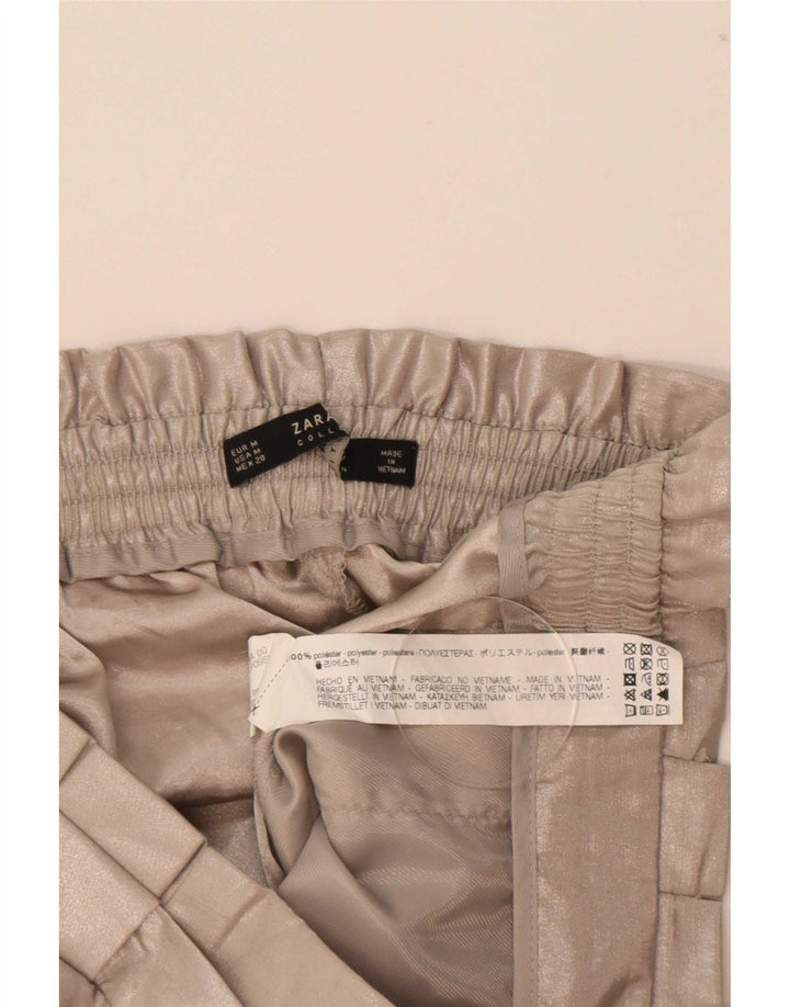 Zara Dame Højtalje Capri Bukser Medium W28 L21 Beige Polyester