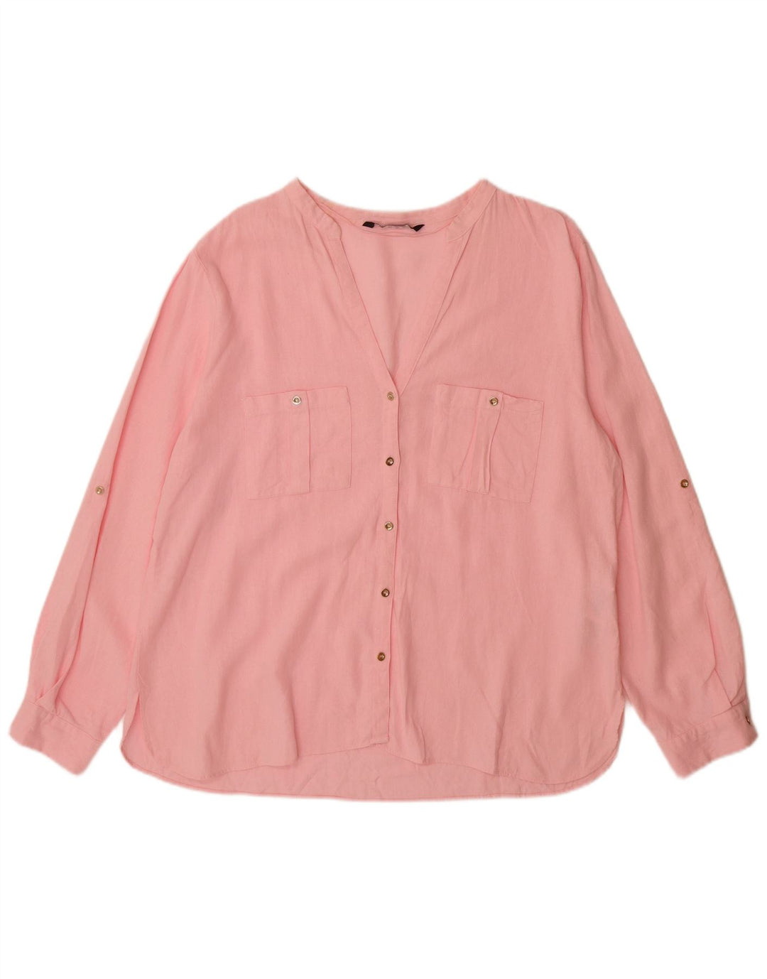 ZARA Dameskjorte UK 20 2XL Pink Linen