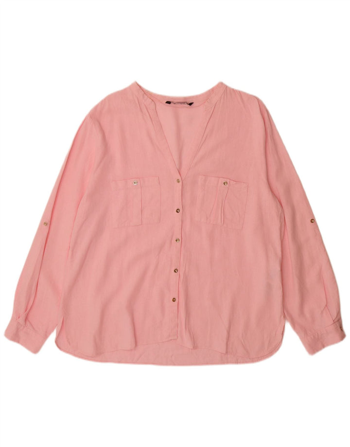 ZARA Dameskjorte UK 20 2XL Pink Linen