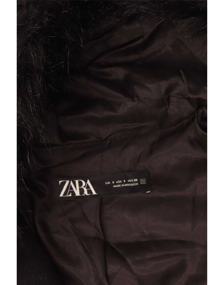 Zara oversize overfrakke med hætte til kvinder UK 10 Small Black