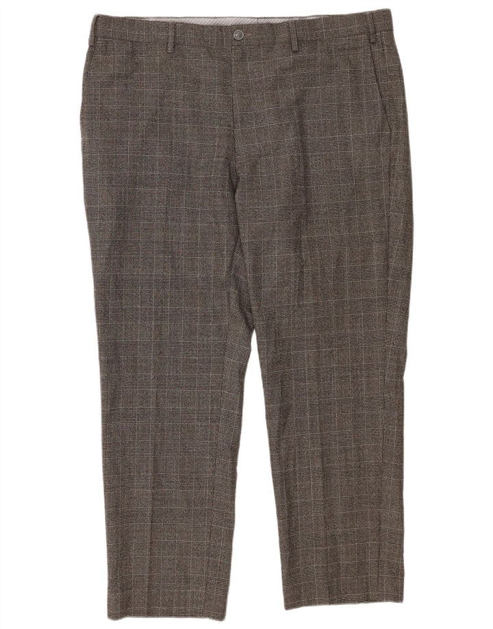 Marks & Spencer Herre Straight Regular Fit Suit Bukser W40 L29 Grå ternet