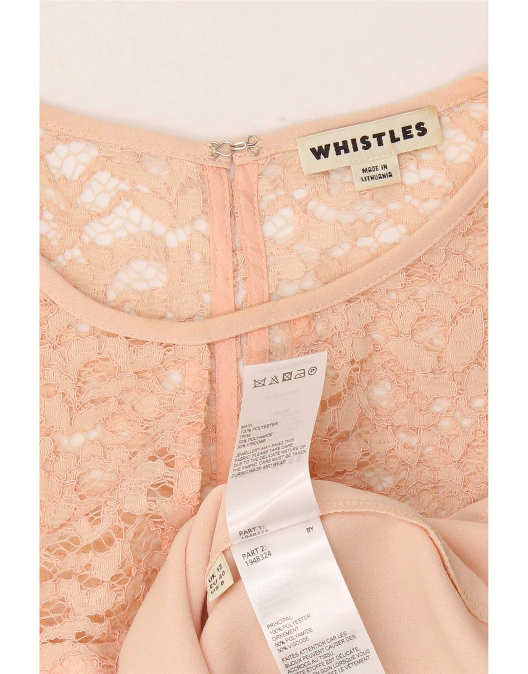 Whistles Damebluse Top UK 14 Medium Pink Polyester
