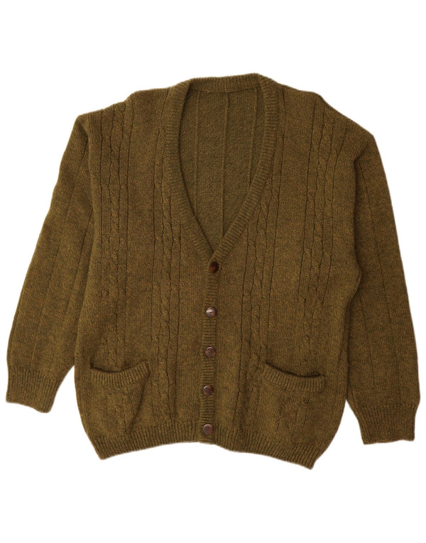 VINTAGE Herre cardigan sweater Large Khaki Alpaca Wool