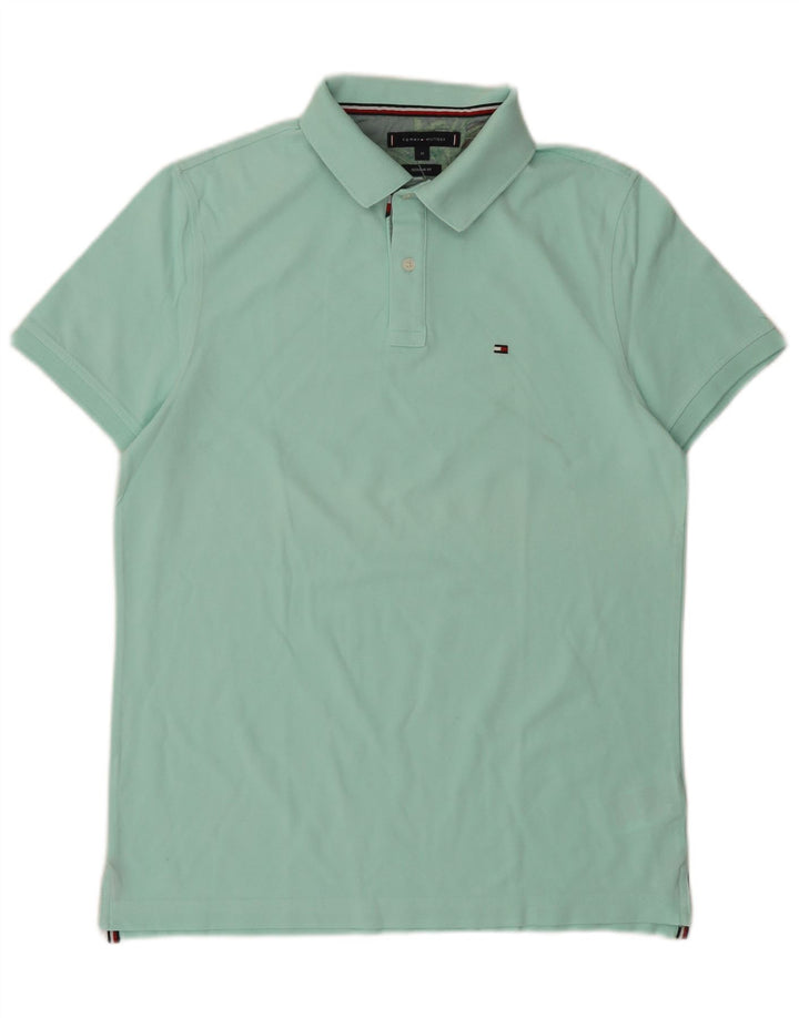 Tommy Hilfiger Herre Regular Fit Polo Shirt Medium Turkis Bomuld