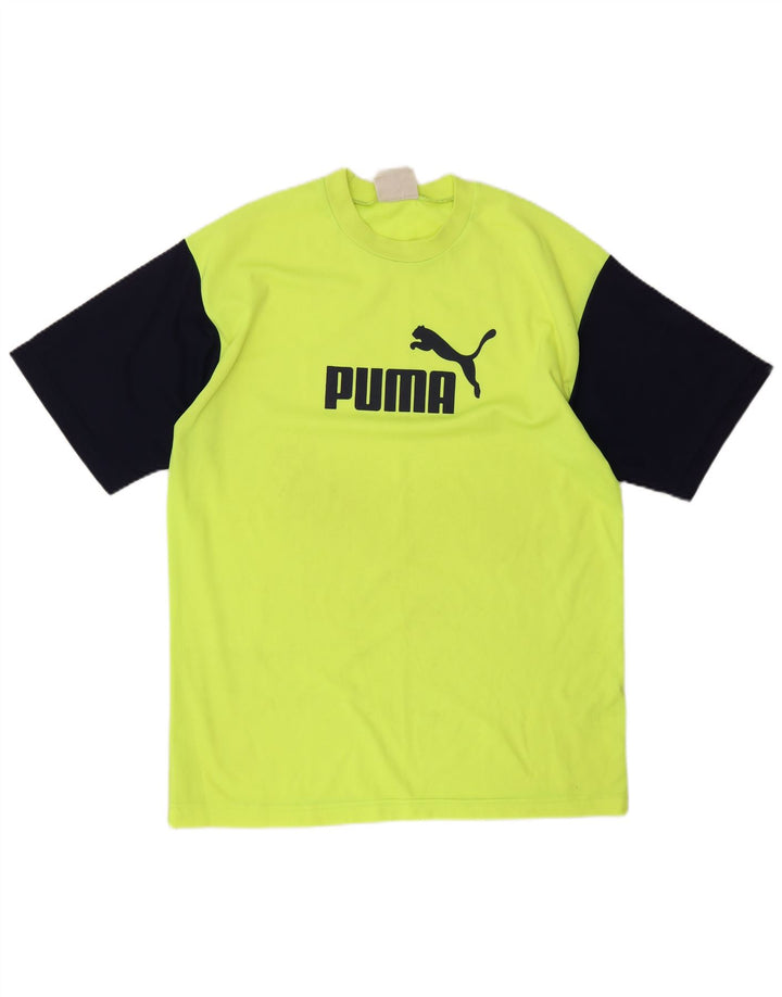Puma Herre grafisk T-shirt Top Stor Gul Colourblock Polyester