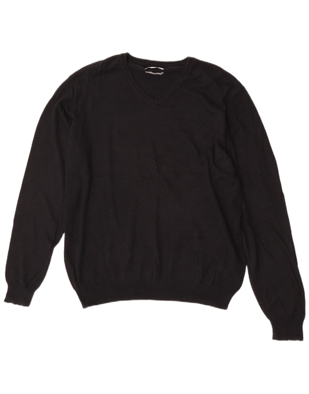Marks & Spencer Dame Regular Fit V-hals sweater UK 16 Large Black
