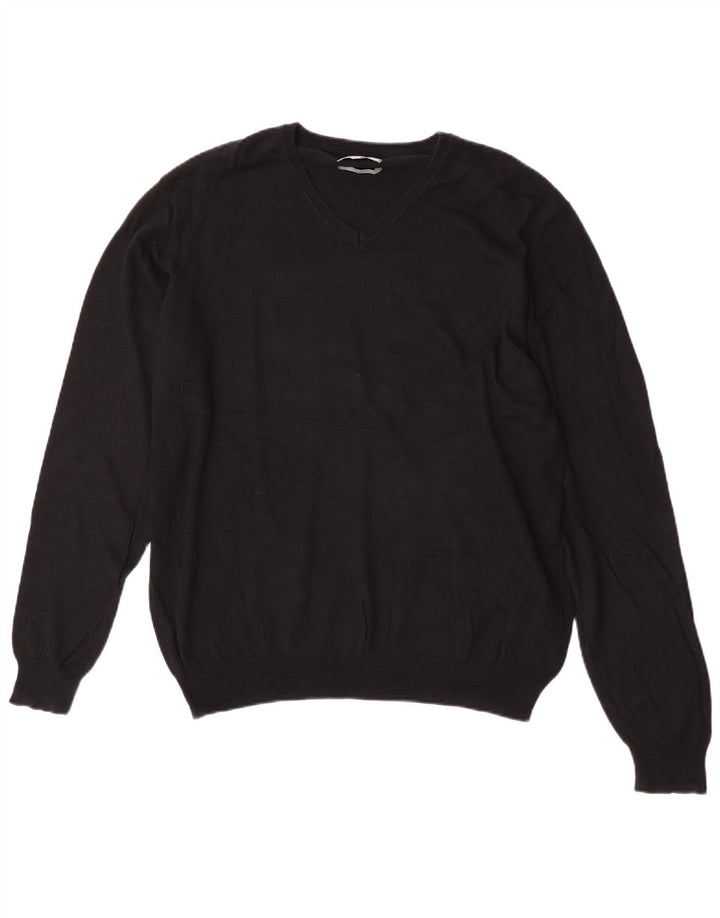 Marks & Spencer Dame Regular Fit V-hals sweater UK 16 Large Black