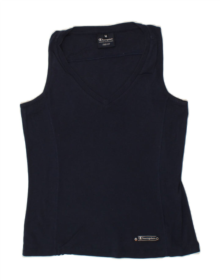 CHAMPION Womens Easy Fit Vest Top UK 12 Medium Navy Blue Vintage Champion and Second-Hand Champion from Messina Hembry 