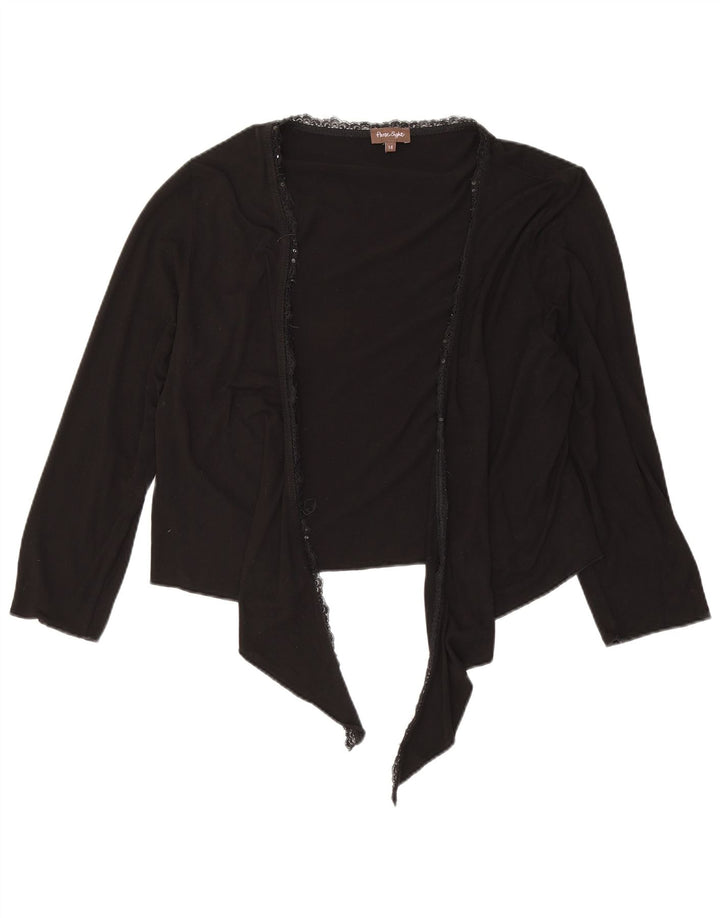 Phase Eight Womens Front Tie Cardigan Sweater UK 14 Medium Black Viscose