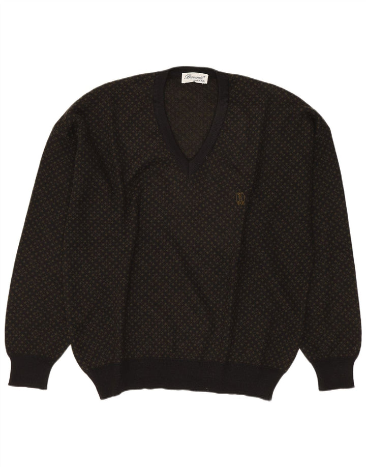 Bramante Herre V-hals sweater Stor Grå Geometrisk Uld