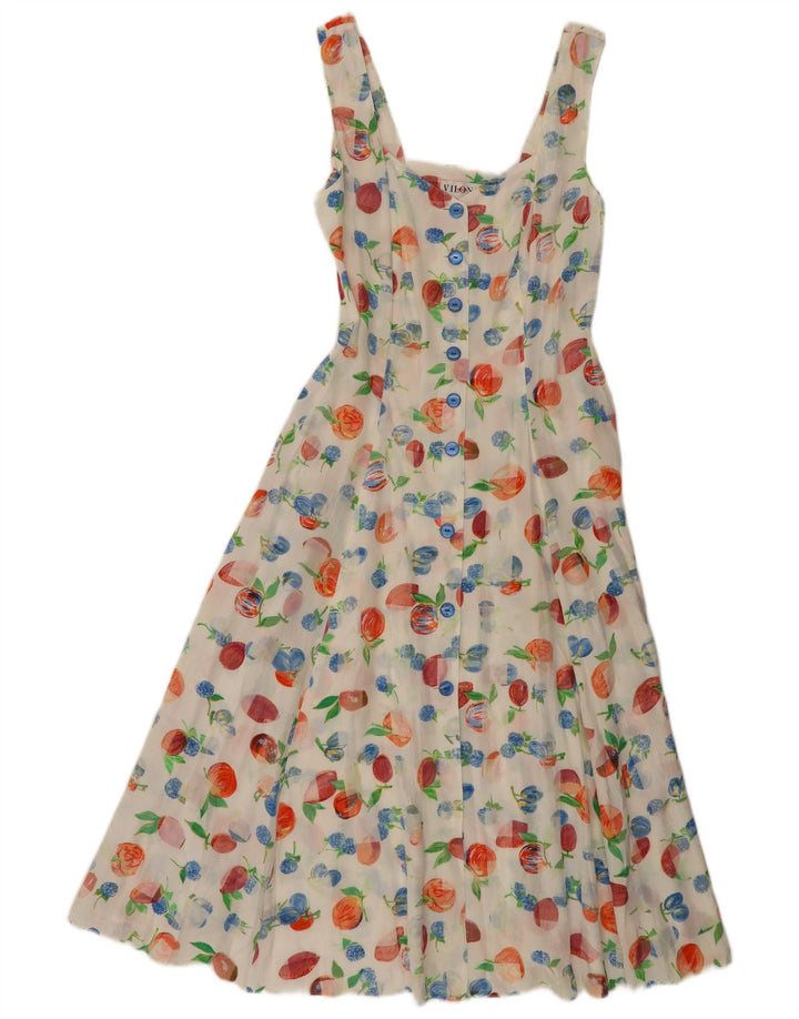 Vilona Moda Dame Ærmeløs A-Line Kjole EU 40 Medium White Floral