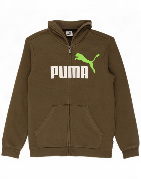 Puma Boys Grafisk hættetrøje med lynlås 13-14 år Khaki