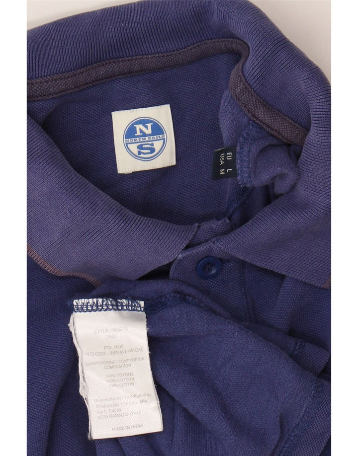 NORTH SAILS Mens Long Sleeve Polo Shirt Medium Blue Cotton Vintage North Sails and Second-Hand North Sails from Messina Hembry 